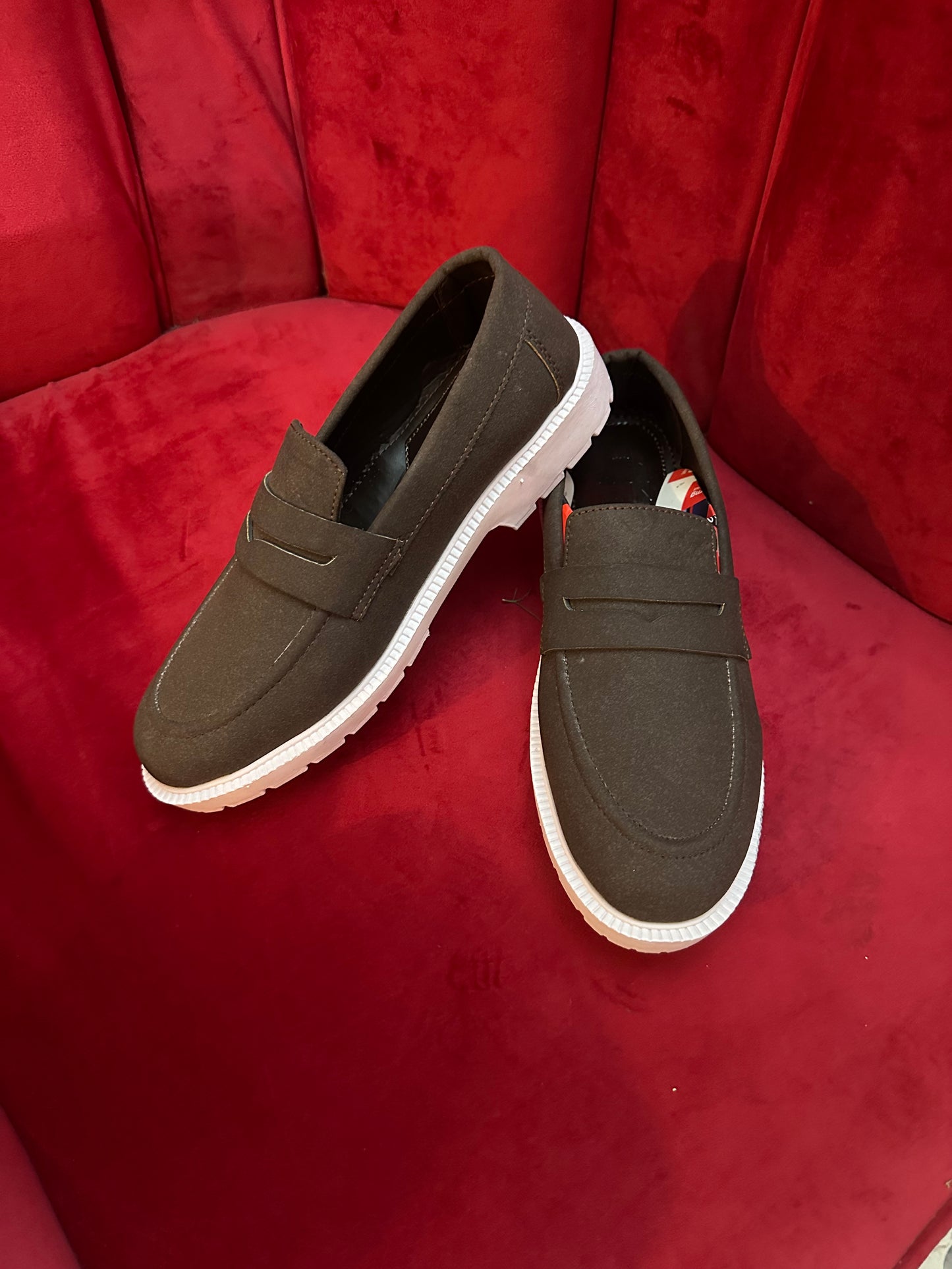Brown suede loafer