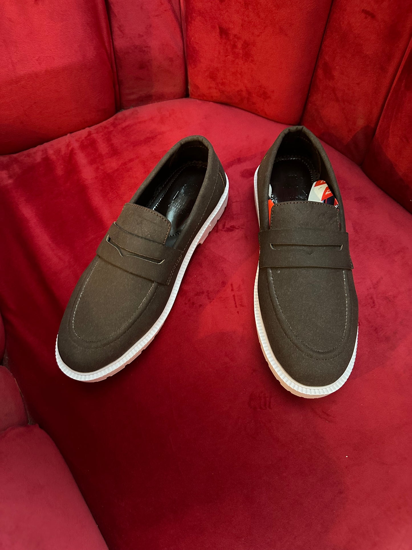 Brown suede loafer