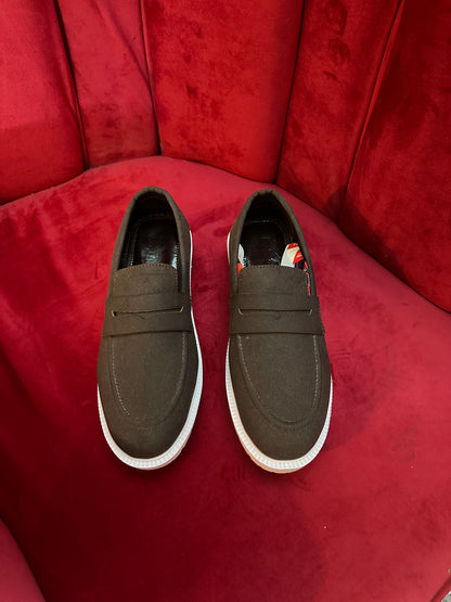 Brown suede loafer