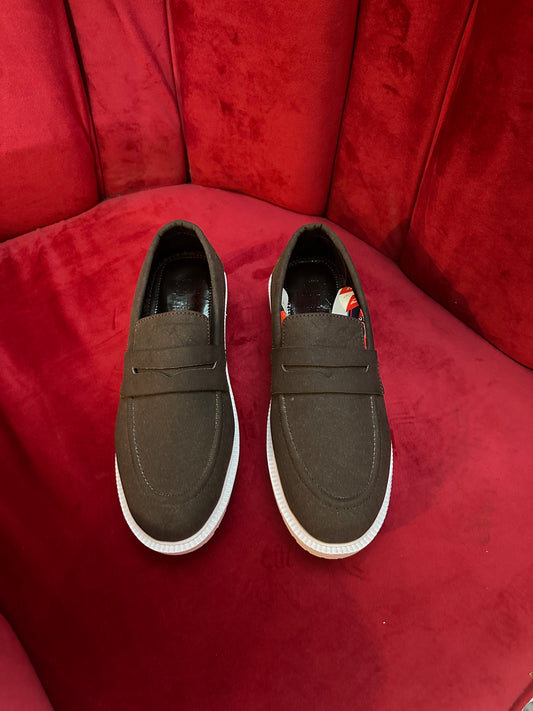 Brown suede loafer