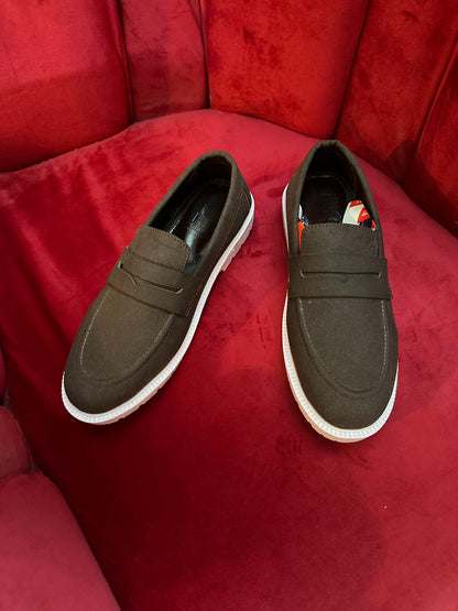 Brown suede loafer